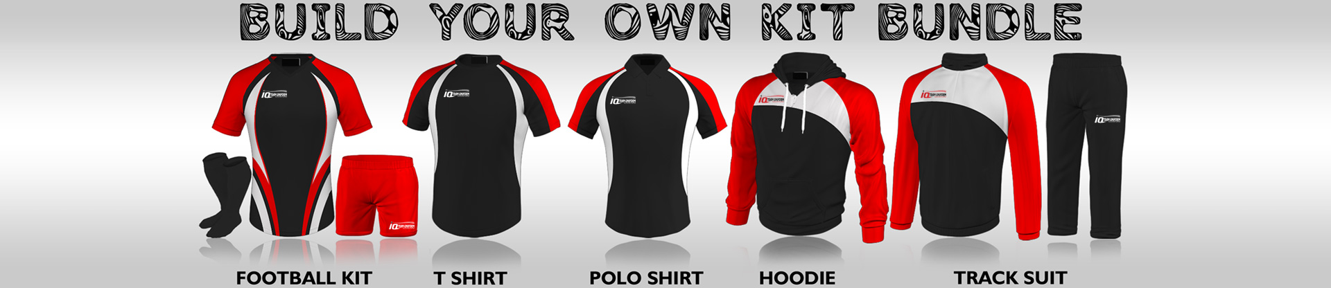 Customize your own kit bundle with iq team uniform manufacturing, Football kit, T-shirt, Polo Shirt, hoodies, Tracksuits