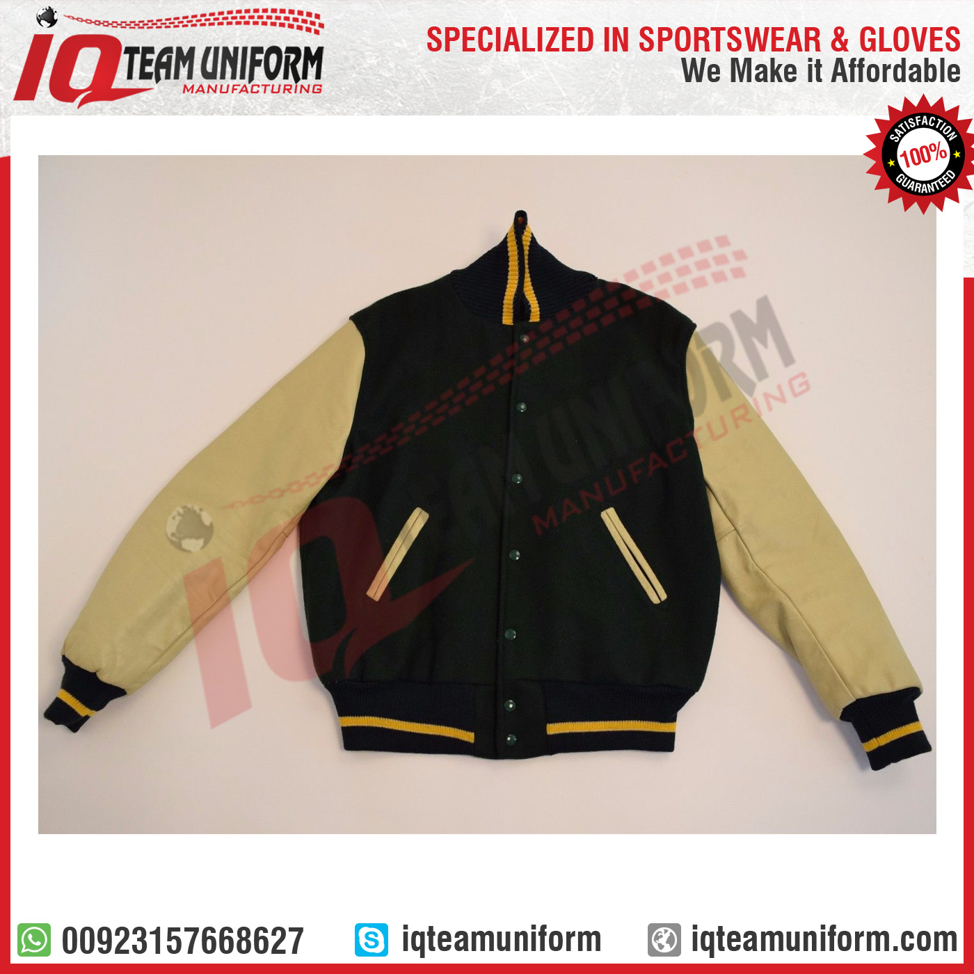 American Letter Man Jacket Leather Sleeves