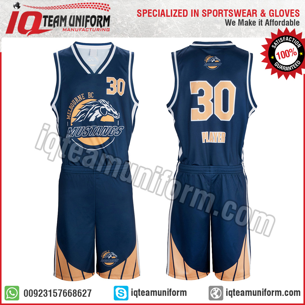 Mustangs Custom Cheap Sublimated Basketball Uniform