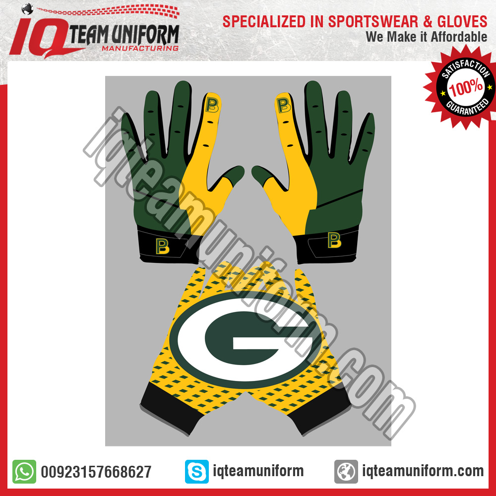 Green Bay Packers Football Gloves Design